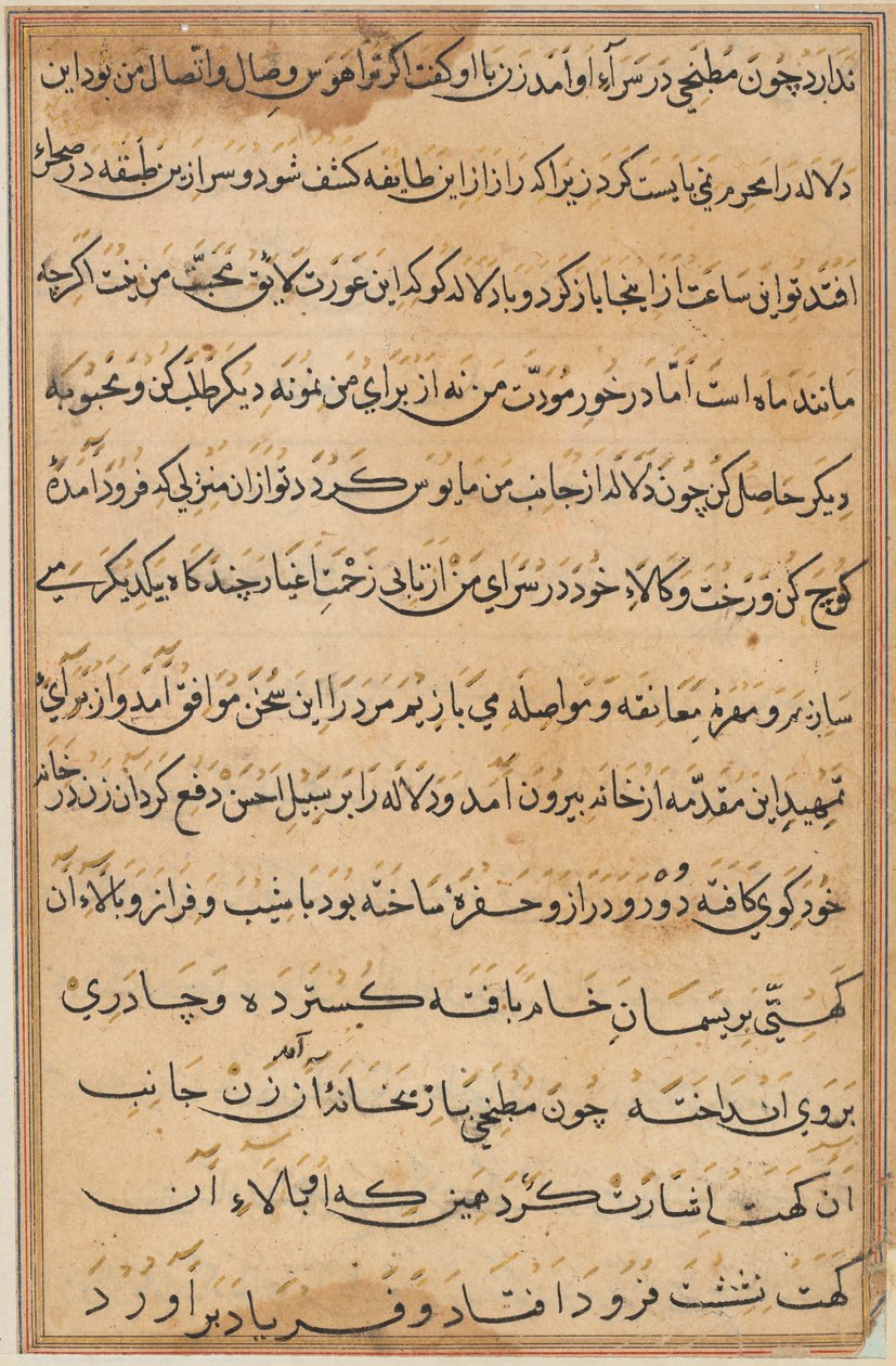 Seite aus Geschichten eines Papageis (Tuti-nama): Textseite von Unknown artist