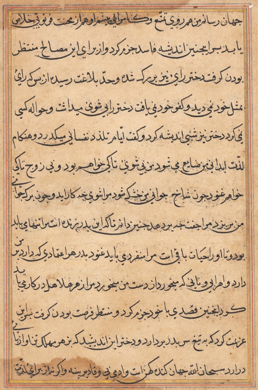 Seite aus Geschichten eines Papageis (Tuti-nama): Textseite von Unknown artist