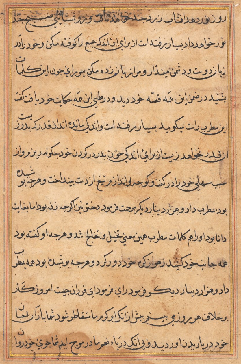 Seite aus Geschichten eines Papageis (Tuti-nama): Textseite von Unknown artist