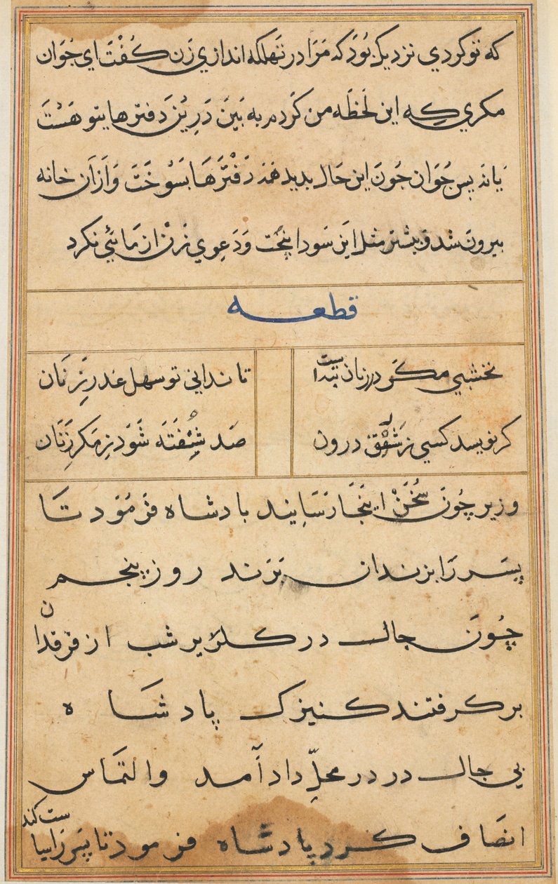 Seite aus Geschichten eines Papageis (Tuti-nama): Textseite von Unknown artist