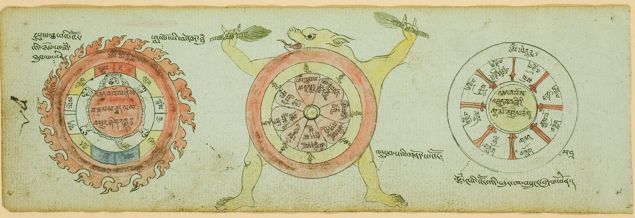 Seite aus einem Manuskript mit Diagrammen zum Schutz vor Kinderkrankheiten von Unknown artist
