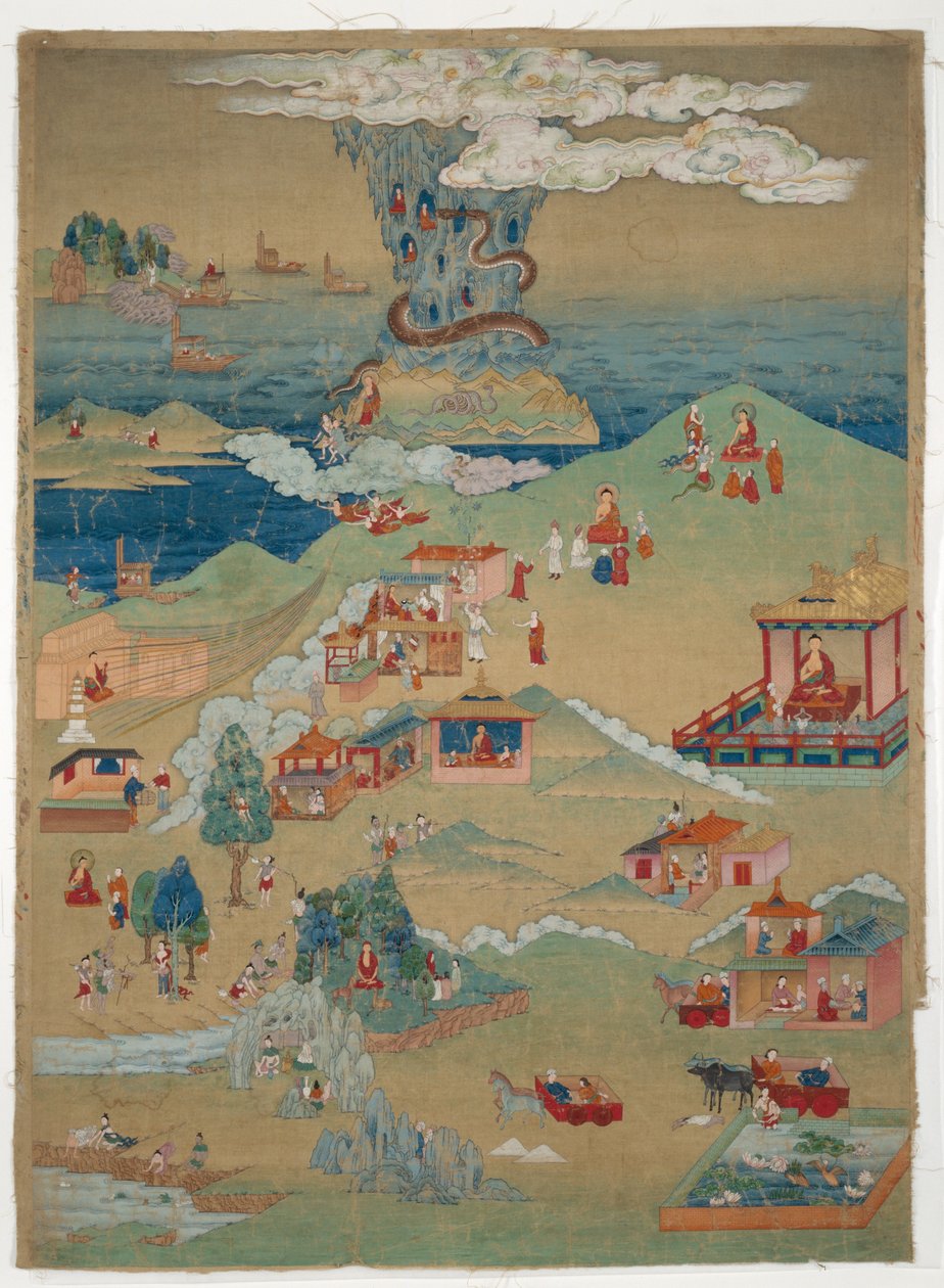 Banner (Thangka) mit fünf Moralerzählungen aus dem Avadana Kalpalata Jataka von Unknown artist