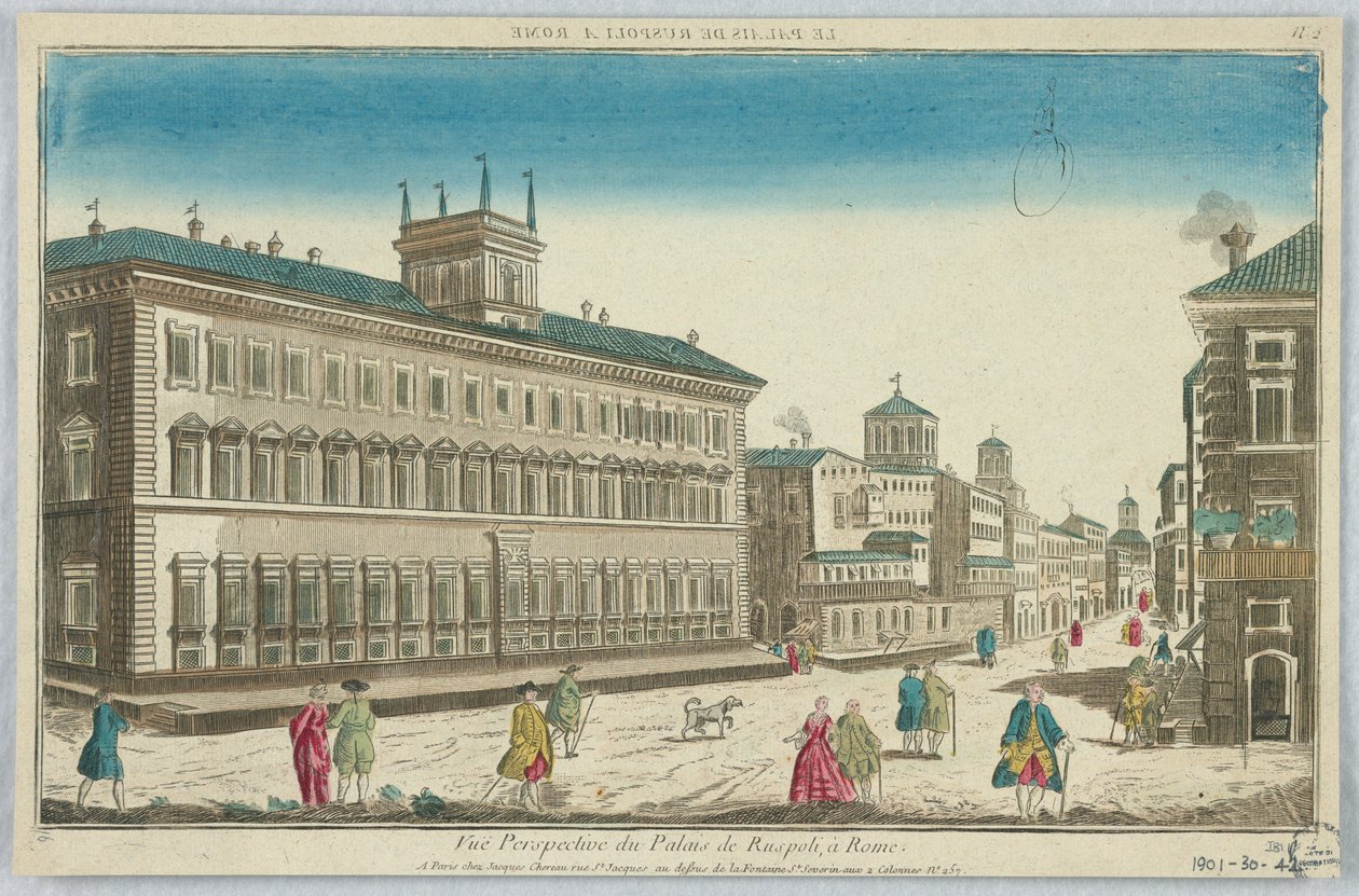 Guckkasten, Perspektivansicht des Palazzo Ruspoli, in Rom, Nr. 2 von Unknown artist