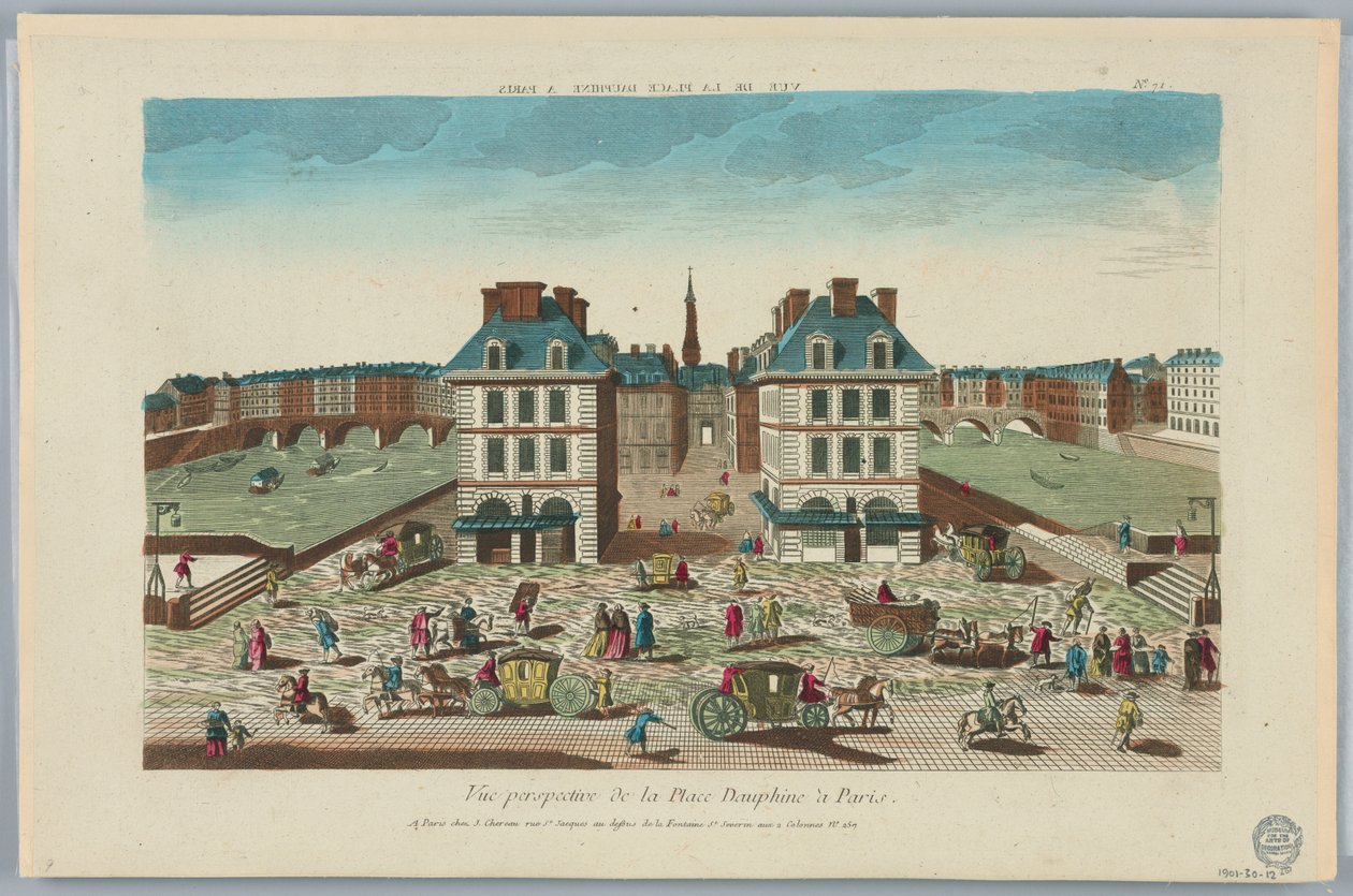 Guckkasten, Vue Perspective de la Place Dauphine in Paris, Nr. 71 von Unknown artist