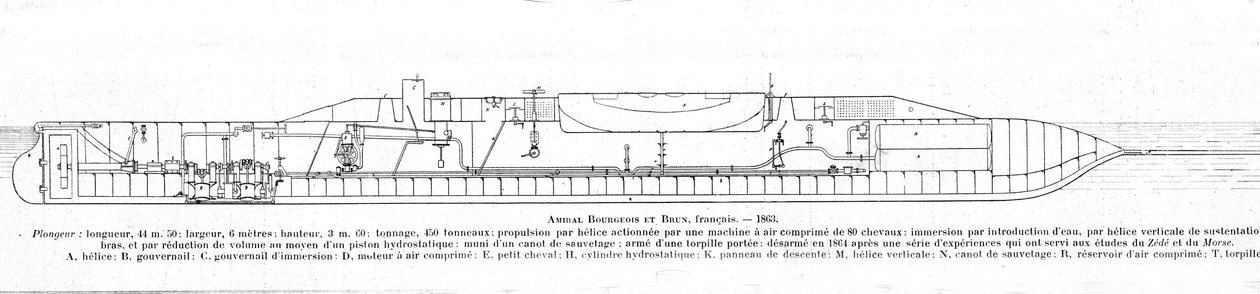 Tafel, die das französische U-Boot Bourgeois und Braun darstellt von Unknown artist