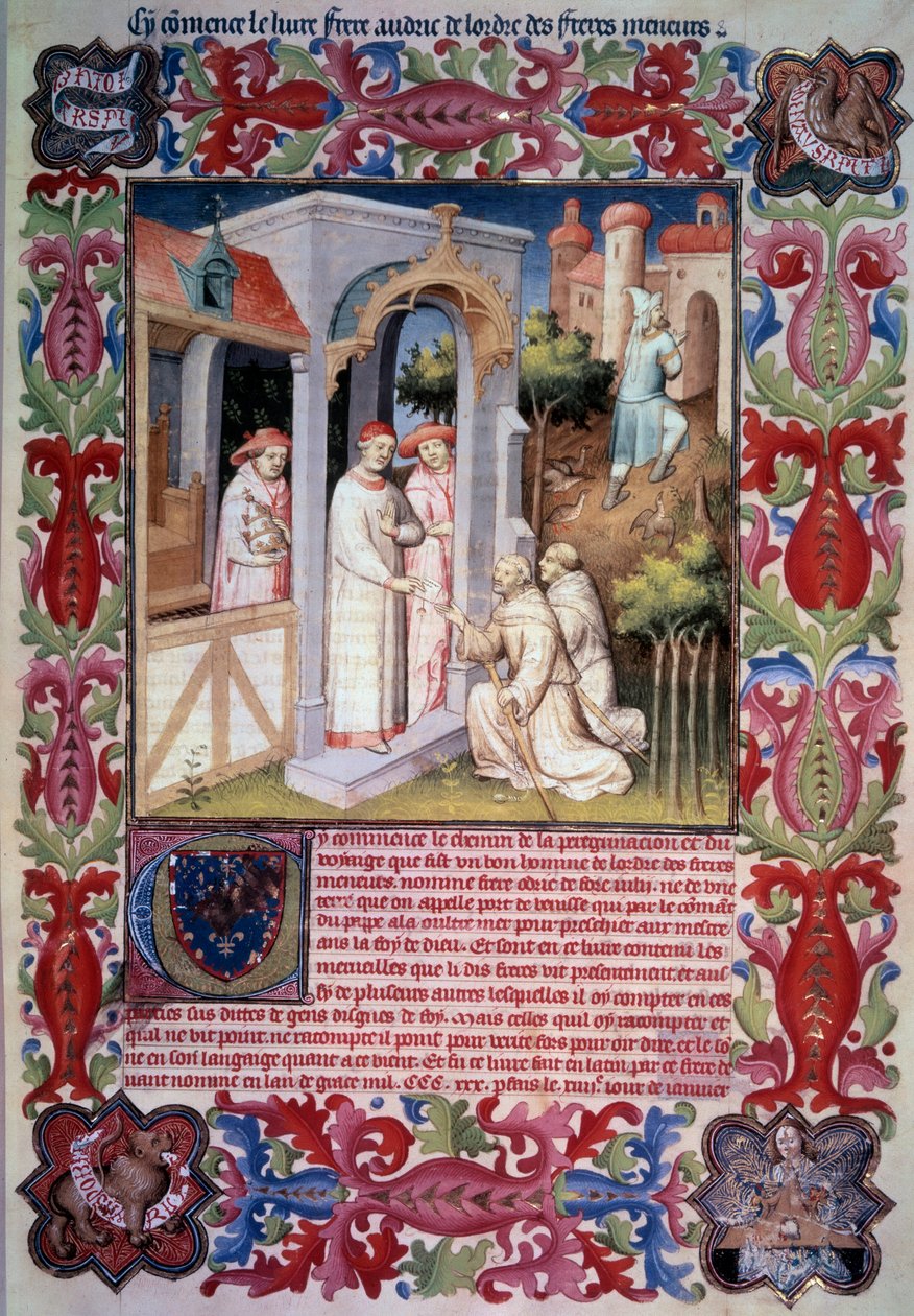 Papst Johannes XXII. beauftragt Odoric von Pordenone (Franziskaner) mit der Mission der Evangelisierung Übersee von Unknown artist