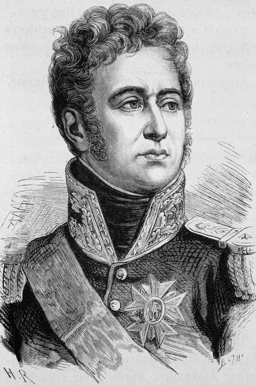 Porträt von Alexandre Law, Marquis de Lauriston (1768 - 1828). Gravur Ende des 19. Jahrhunderts in „Histoire de France“ von H. Martin. von Unknown artist