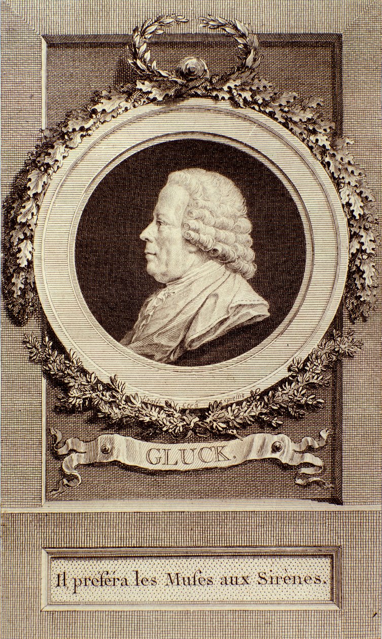 Porträt von Christoph Gluck (1714-1787) deutscher Komponist Stich. 18. Jahrhundert. Bologna, civico museo musico von Unknown artist