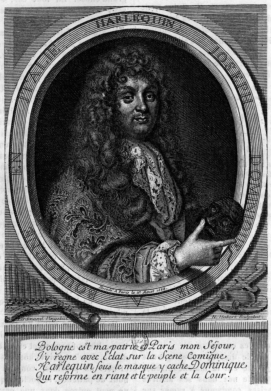 Porträt von Dominique Biancolelli (1640-1688), Schauspieler, er schuf die Figur des Harlekin, die er spielte. Er war Teil der Truppe, die Mazarin 1660 nach Paris zur Comédie-Italienne brachte. von Unknown artist