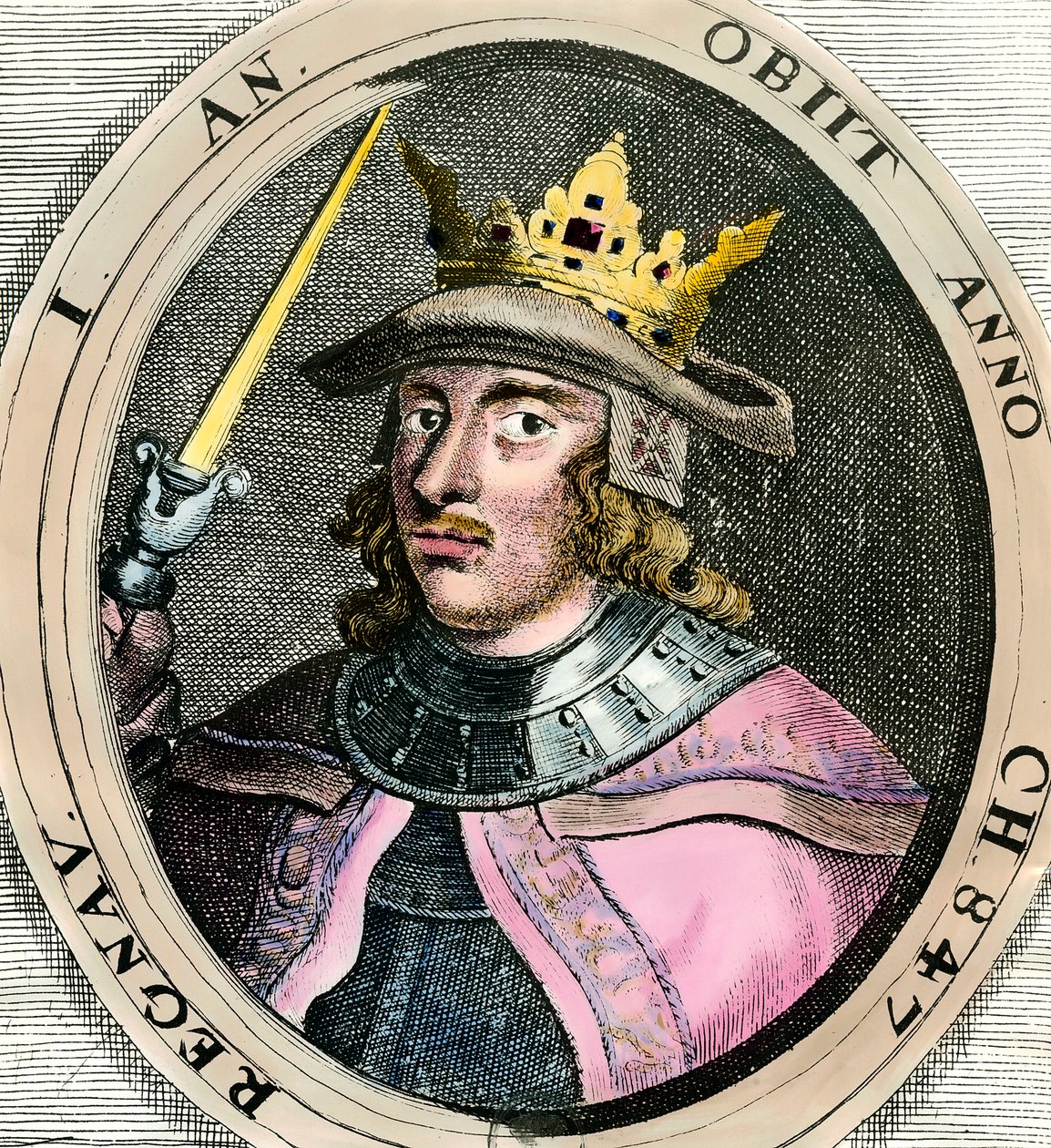 Porträt von Erik I. Eigod, König von Dänemark. Gravur des 18. Jahrhunderts von Unknown artist