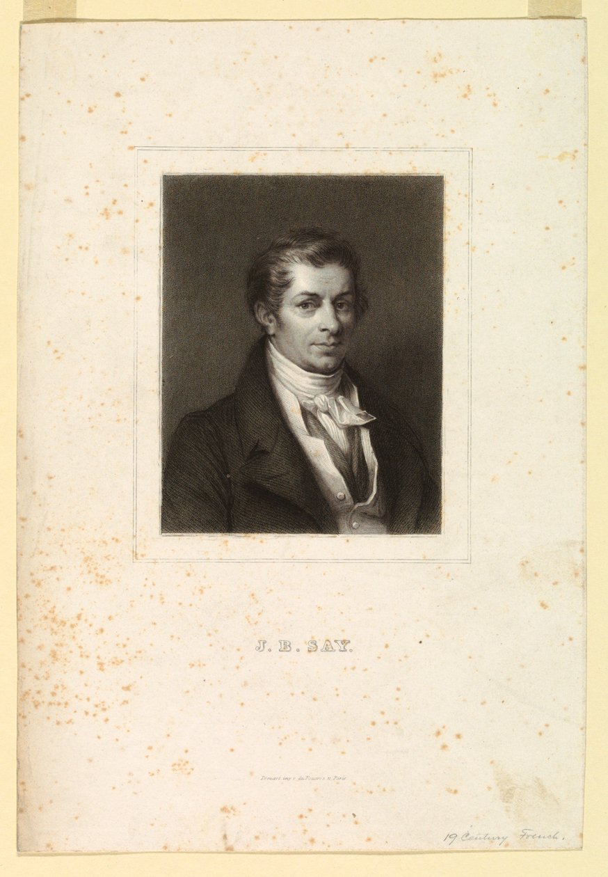 Porträt von J.B. Say von Unknown artist