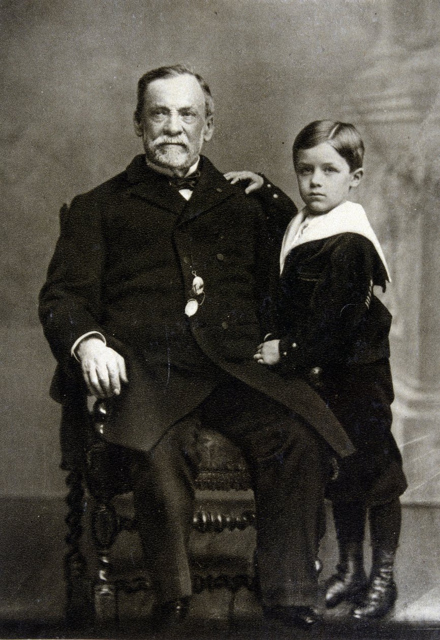 Porträt von Louis Pasteur (1822 - 1895) und seinem Enkel Louis Pasteur Vallery-Radot im Jahr 1893 von Unknown artist
