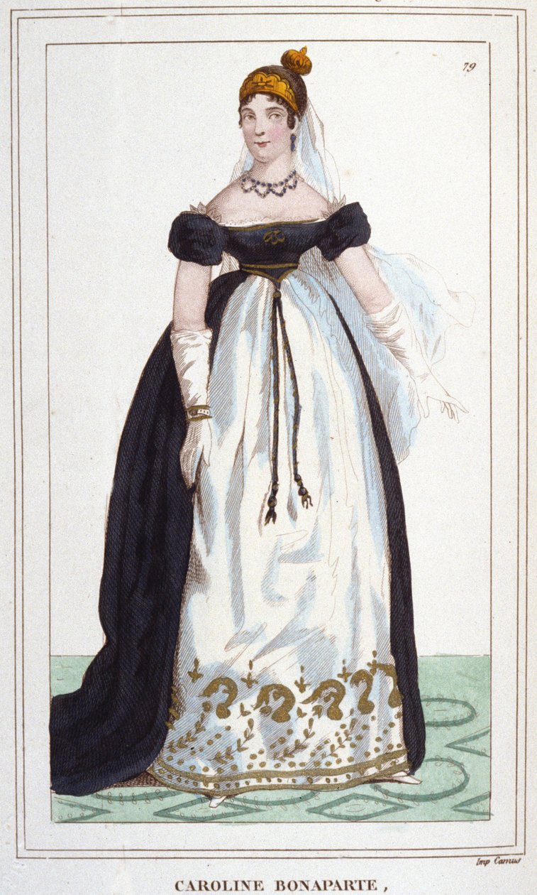 Porträt von Marie-Annonciade, bekannt als Caroline Bonaparte (1782-1839), Prinzessin Murat, Königin von Neapel. Gravur von 1830 von Unknown artist