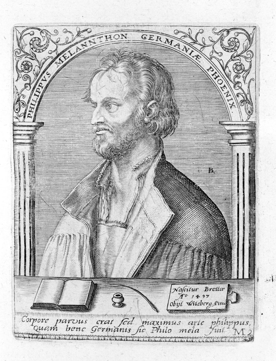 Porträt von Philipp Melanchthon (1497 - 1560), deutscher Reformator. Gravur von Unknown artist