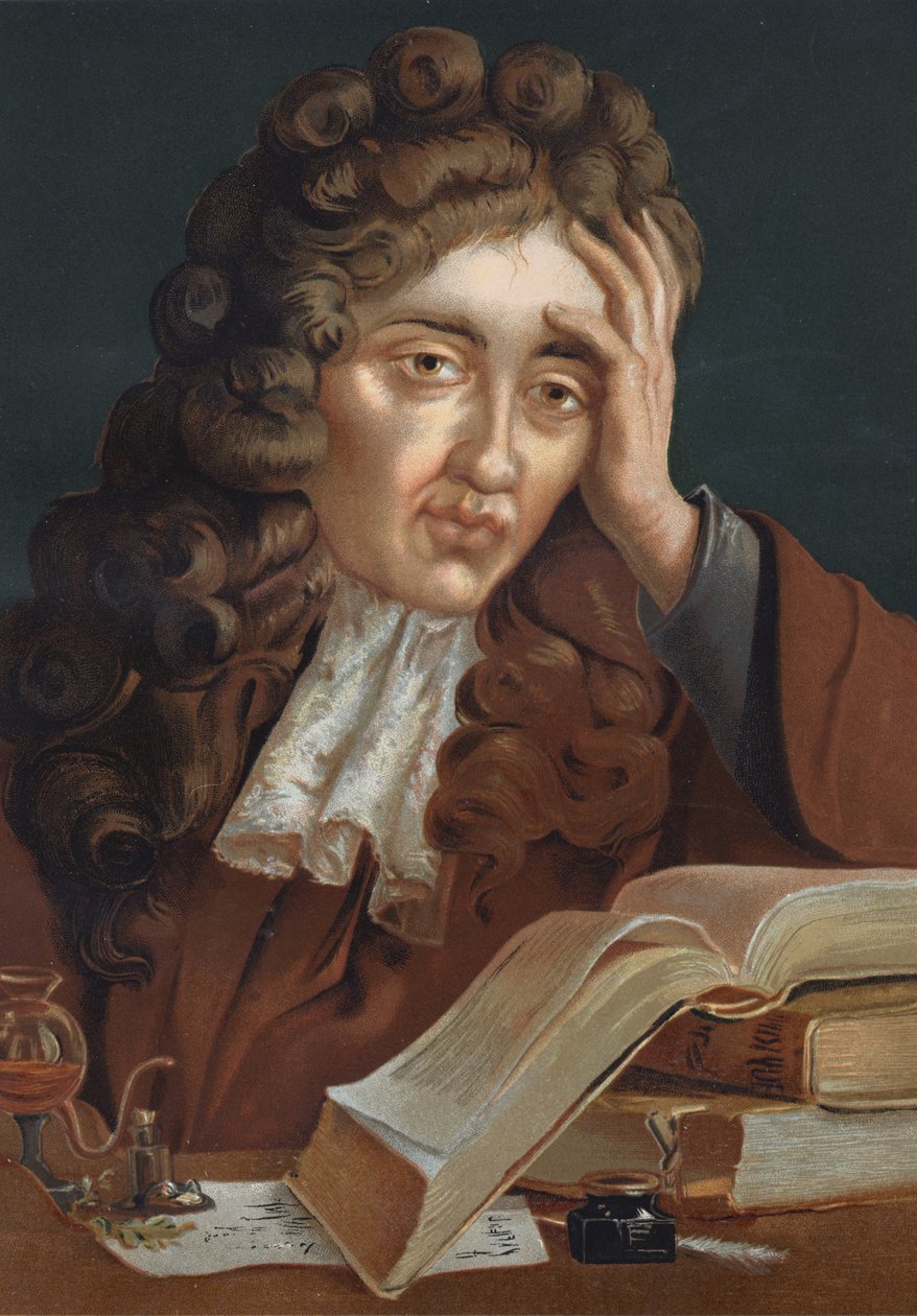 Porträt von Robert Boyle (1627-1691), irischer Physiker und Chemiker. basierend auf „La Ciencia y sus Hombres“ von Louis Figuier. Barcelona 1881 von Unknown artist
