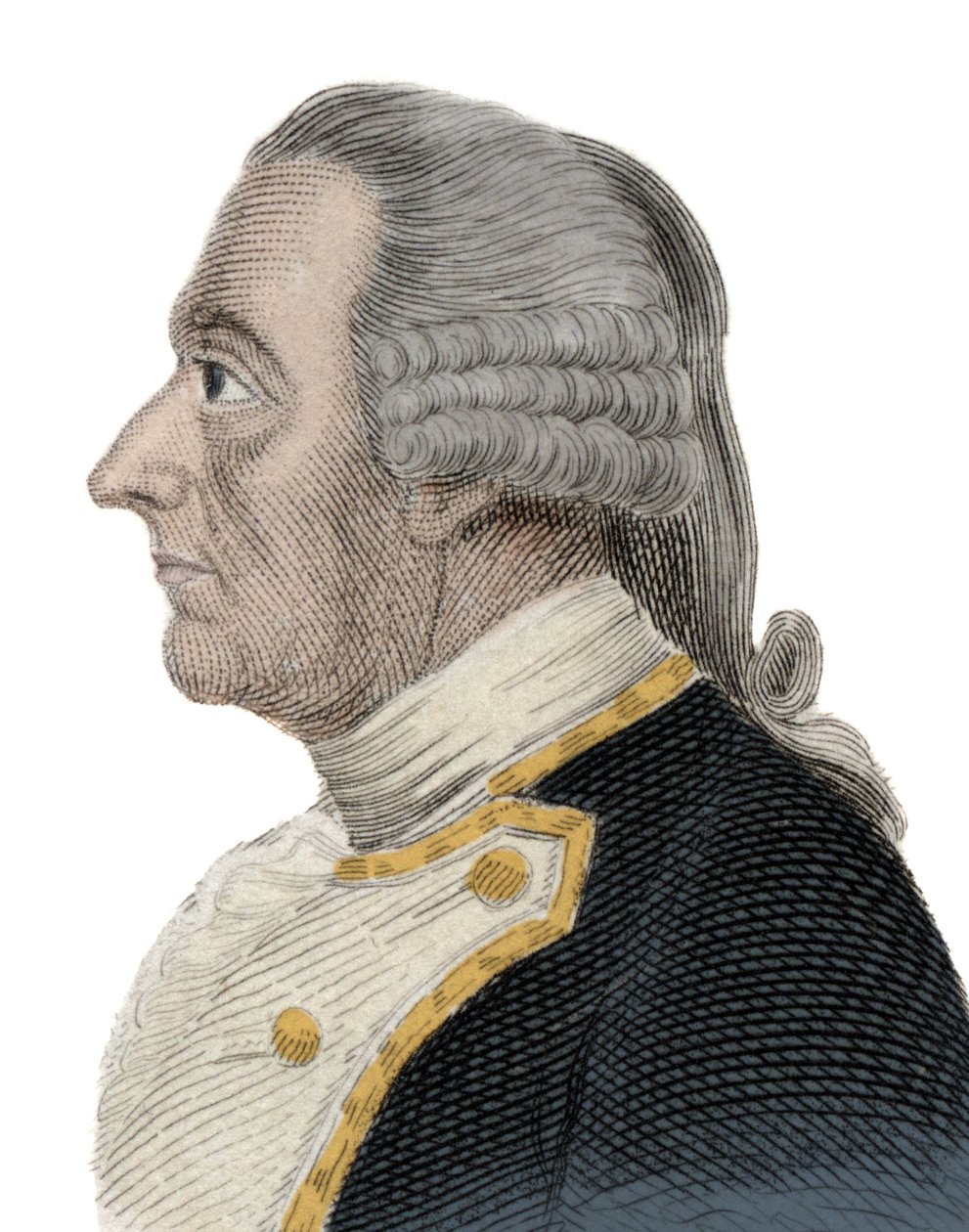 Porträt von Sir Charles Hardy (1714-1780), englischer Marineoffizier und Gouverneur von Neufundland. Stich aus dem 19. Jahrhundert von Unknown artist