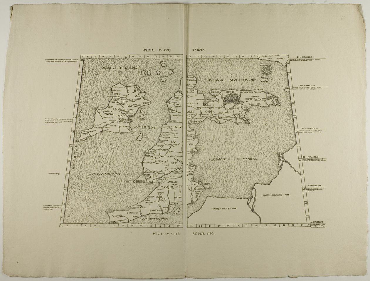 Prima Europe Tabula: Ptolemaeus Romae 1490 von Unknown artist