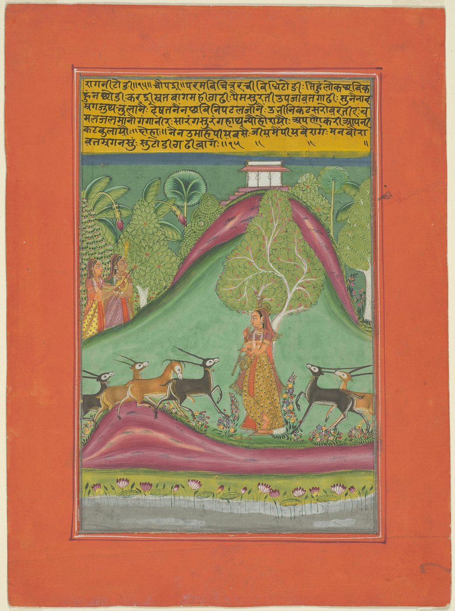 Ragini Todi, Seite aus einem Jaipur Ragamala Set von Unknown artist