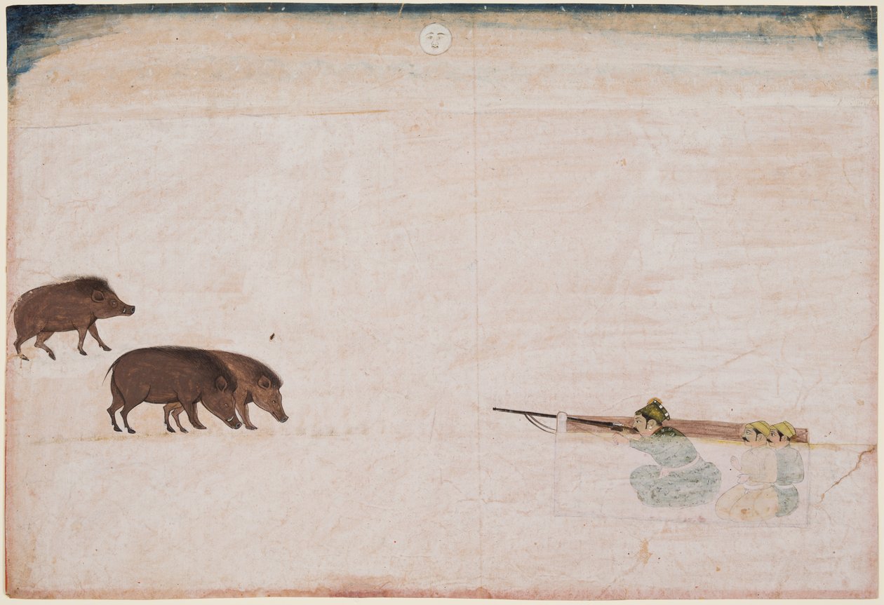 Raja Ram Chand von Amber (r. 1667–88) jagt Wildschweine von Unknown artist