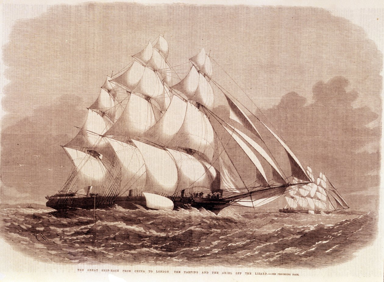 Regatta zwischen den Clippern Ariel und Taeping im Jahr 1866 von Unknown artist