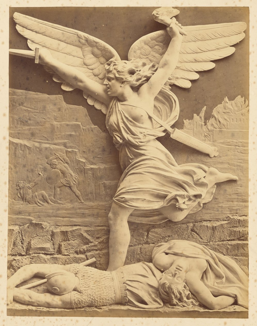 [Reliefskulptur einer geflügelten Figur mit Dolch] von Unknown artist