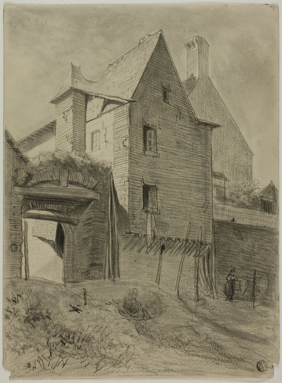 Überrest der alten Burg in Bauernhof integriert von Unknown artist