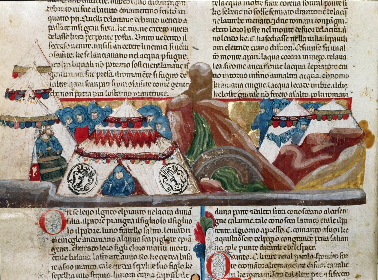 Darstellung von Julius Caesar (101-44 v. Chr.) in der Nähe seines Militärlagers (Detail) von Unknown artist