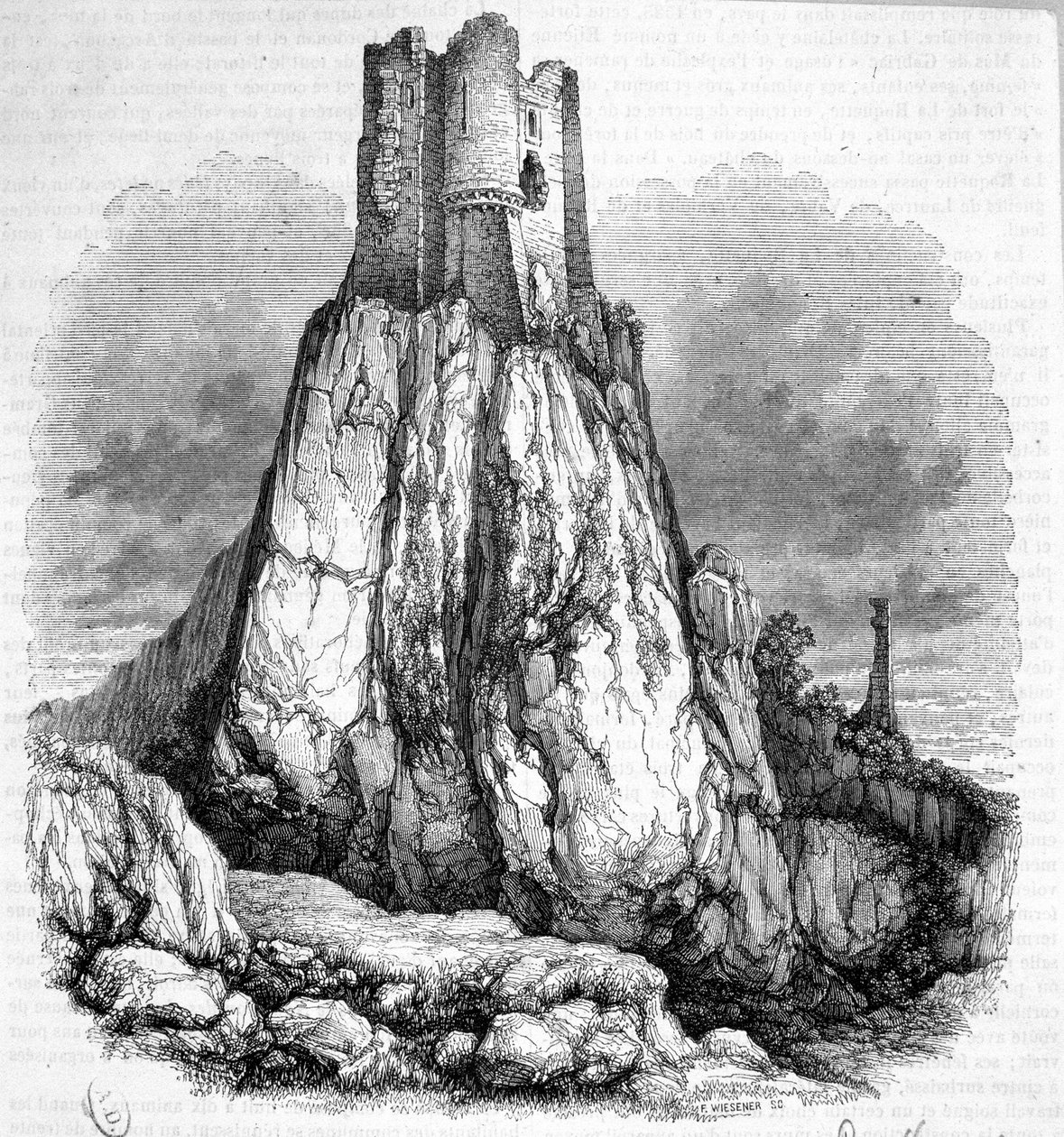 Ruinen des Schlosses La Roquette - Gravur von Unknown artist