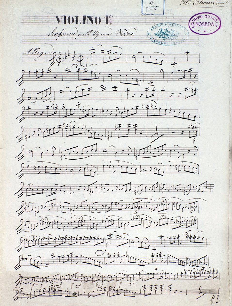 Noten für die erste Violine von Medea, Oper von Luigi Cherubini von Unknown artist
