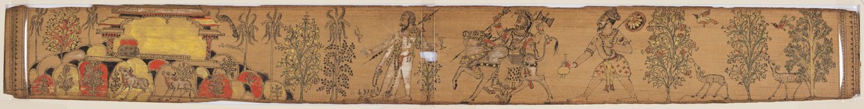 Shiva und seine Anhänger kehren zum Berg Kailash zurück (verso), aus einer Romanze von Chandrabhanu und Lavanyavati von Upendra Bhanja (1670–1740) von Unknown artist