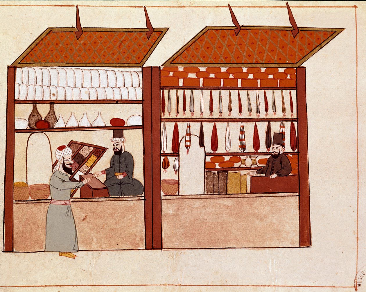 Geschäfte in den Straßen von Konstantinopel (Miniatur aus einem Cicogna-Manuskript) von Unknown artist
