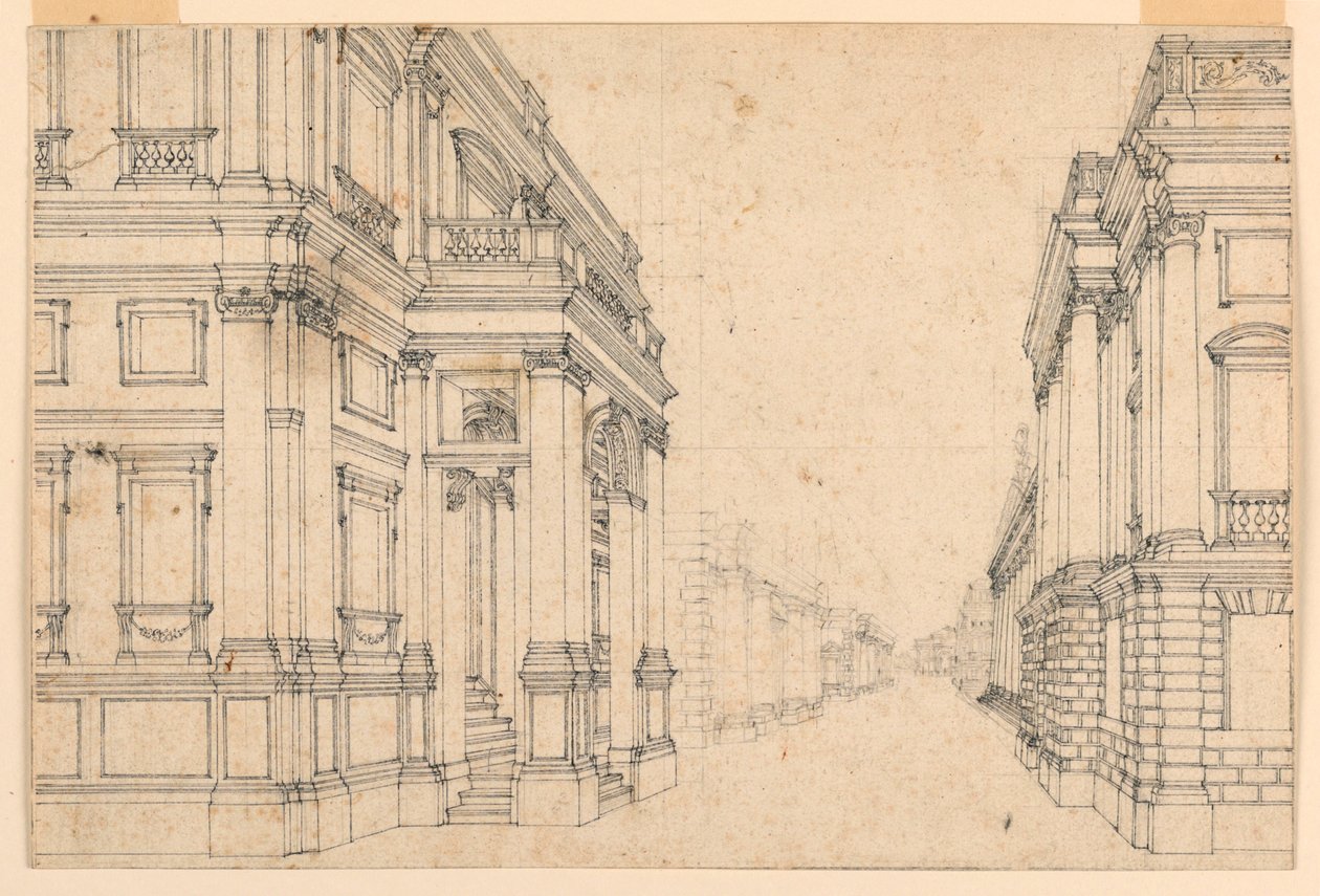 Bühnenbild: Stadtstraße mit Palästen von Unknown artist
