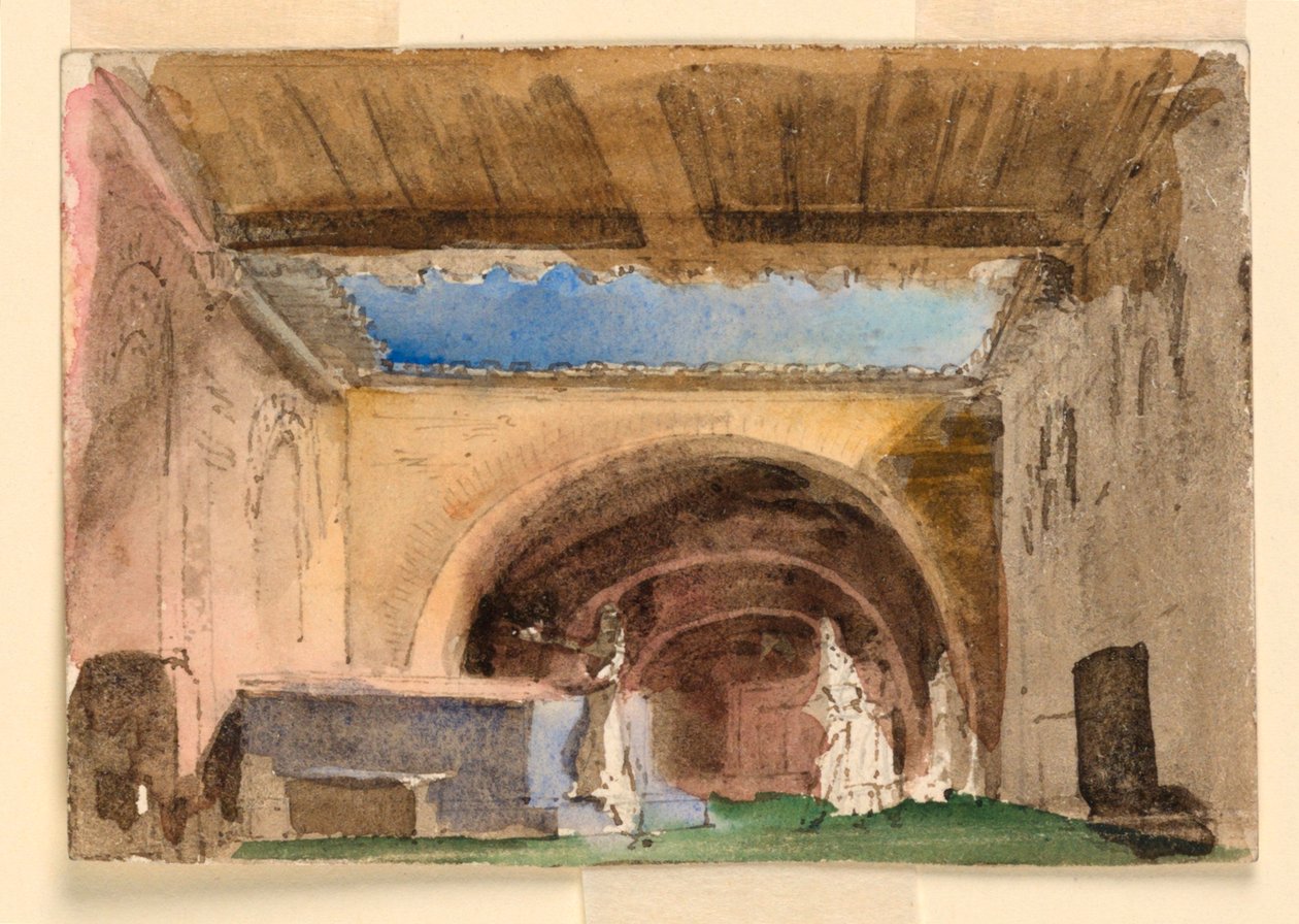 Bühnenbild, Innenraum eines Hauses und Hof von Unknown artist