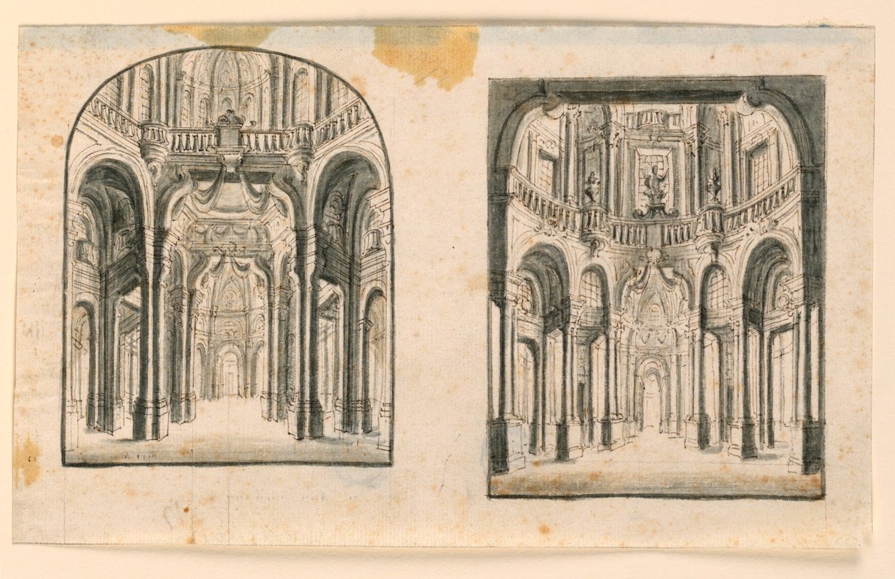 Bühnenbild: Innenraum der Palasthallen von Unknown artist