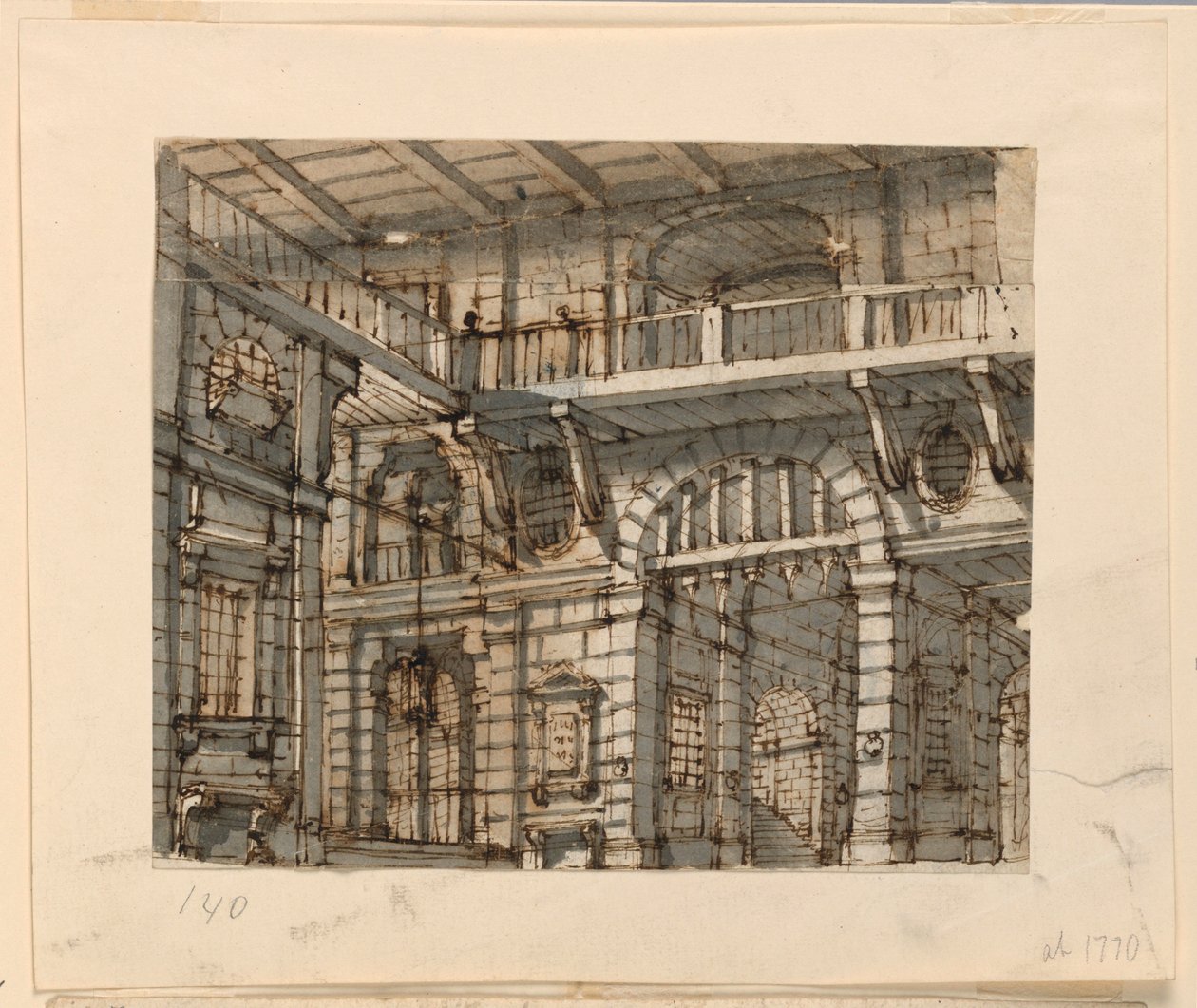 Bühnenbild, Inneres des Gefängnishofs von Unknown artist