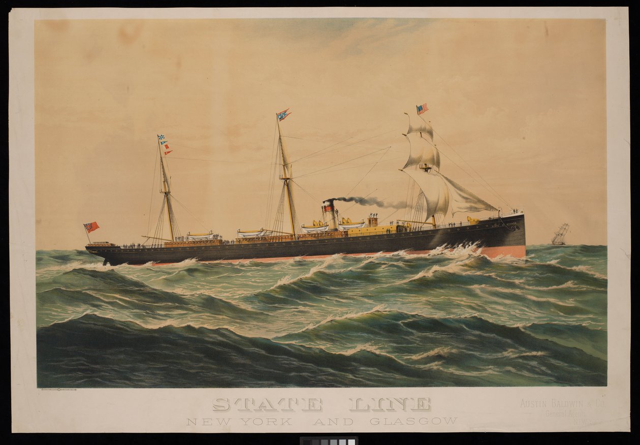 State Line New York und Glasgow, Austin Baldwin & Co General Agents New York von Unknown artist
