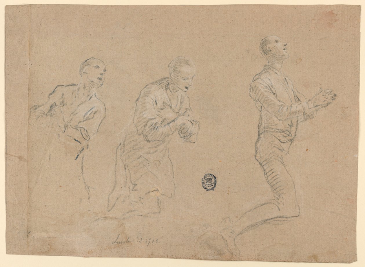Studien (a) Drei kniende Hirten. (b) Zwei Arme von Unknown artist