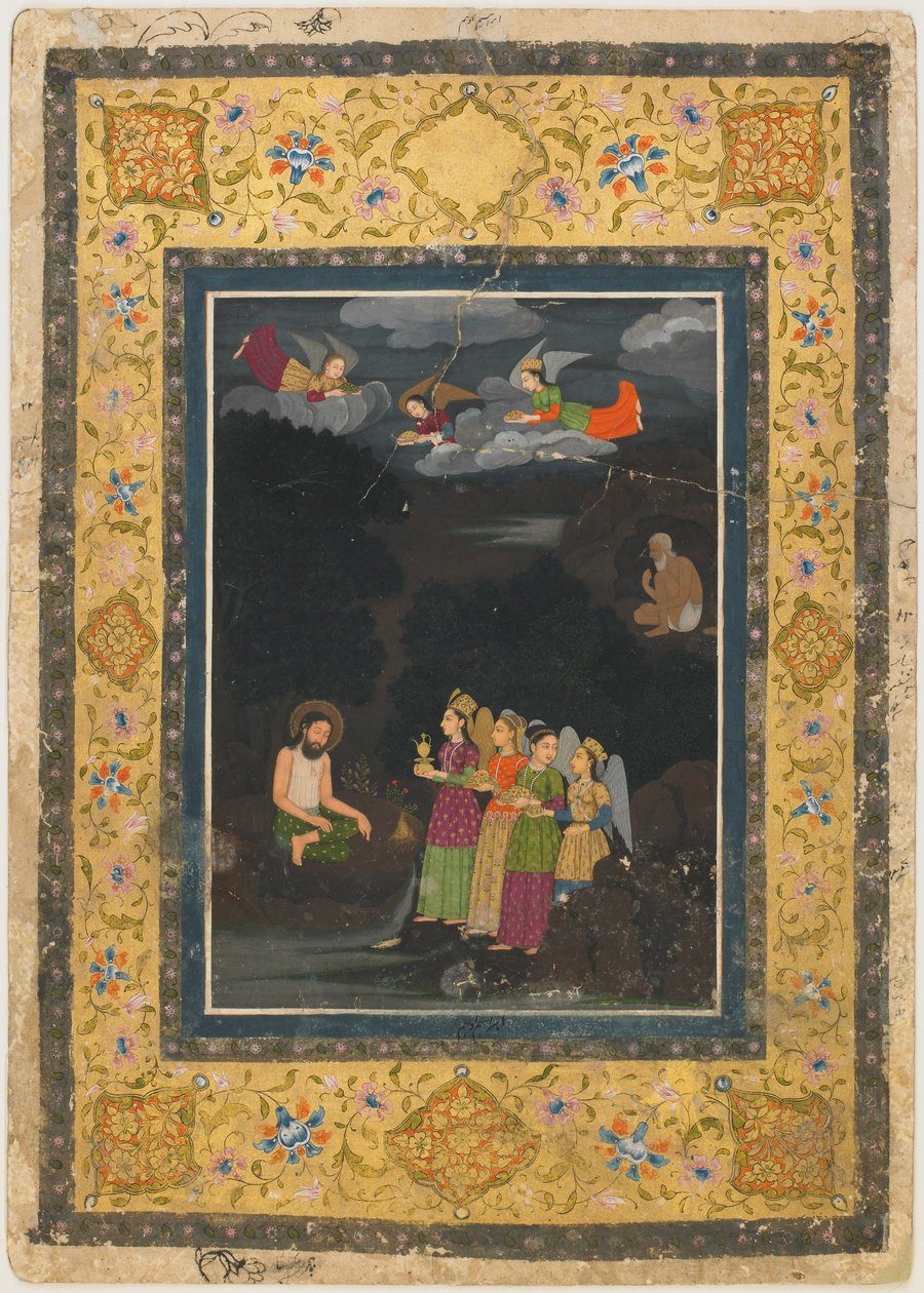 Sultan Ibrahim ibn Adham von Balkh von Engeln besucht von Unknown artist