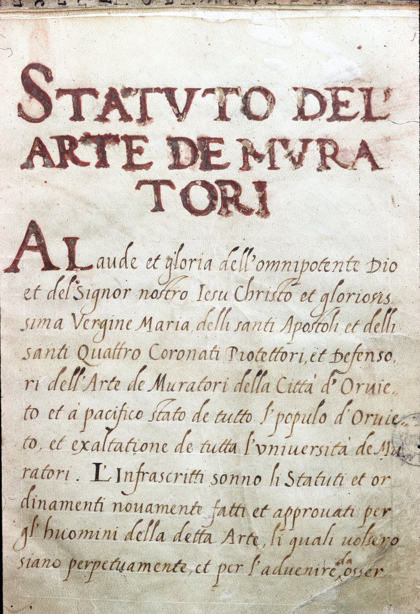 Tafel der Zünfte, Status der Maurer der Stadt Orvieto, Italien von Unknown artist