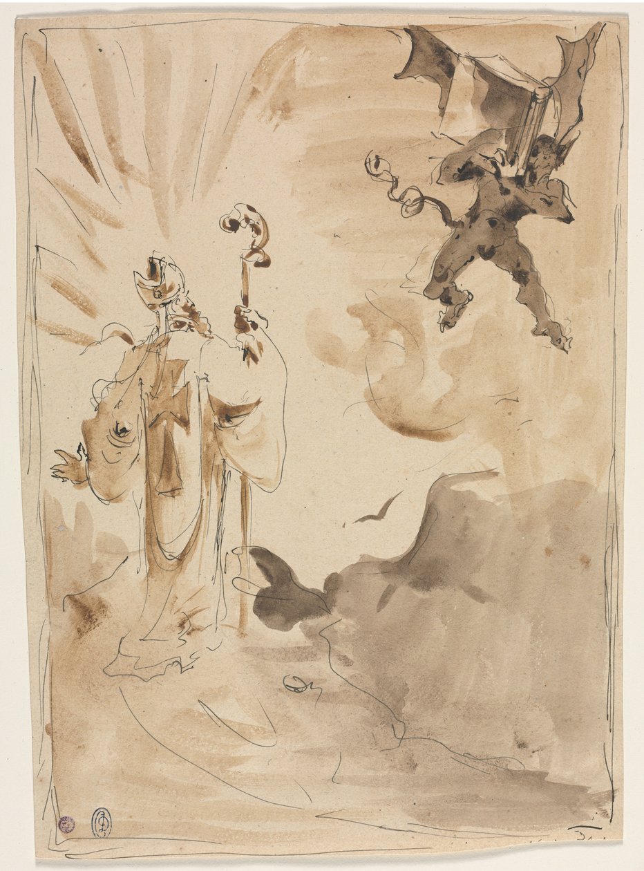Der Bischof und der Dämon (recto) von Unknown artist