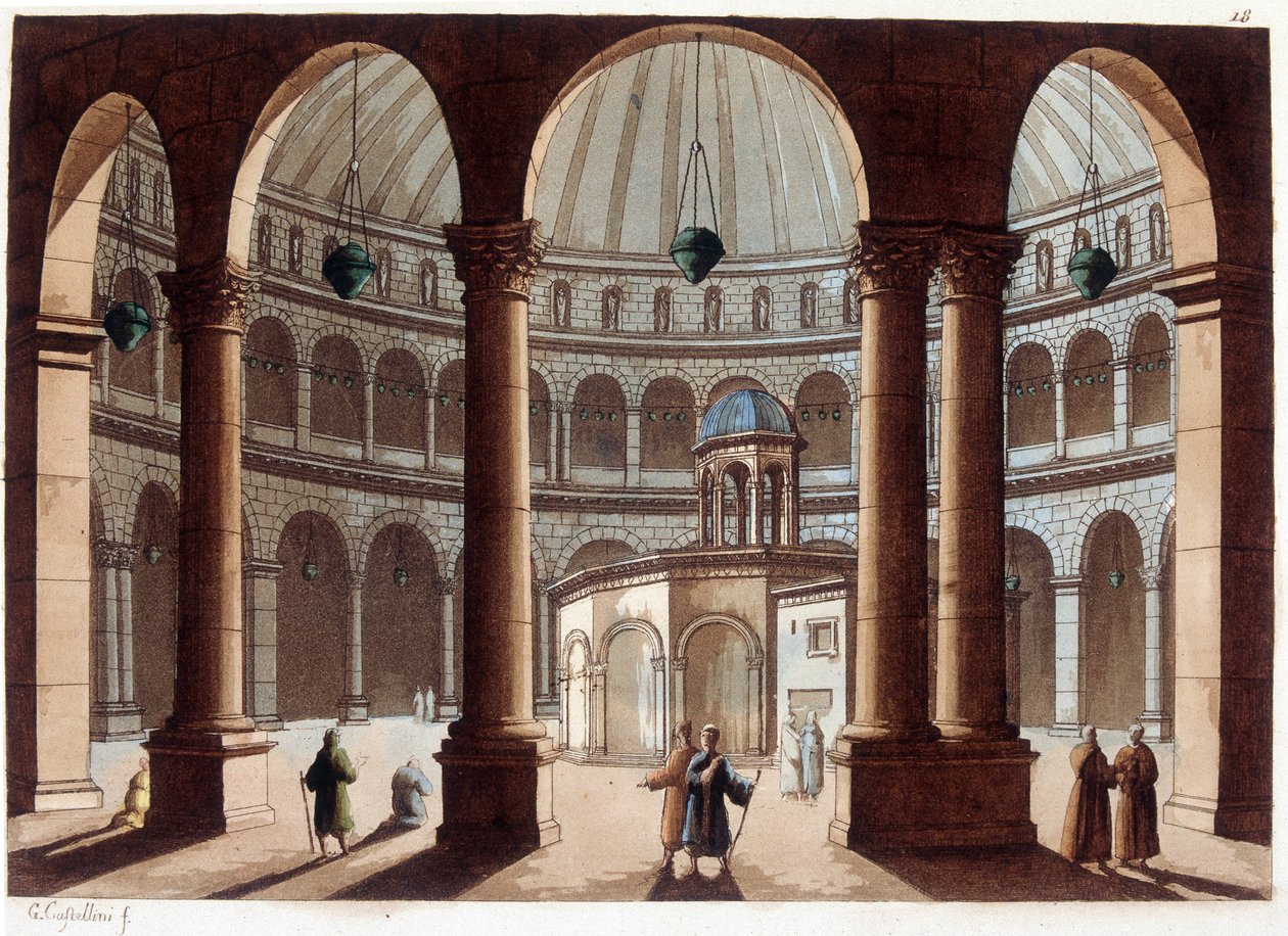 Die Kirche des Heiligen Grabes, Palästina. In „Le costume ancien et moderne“ von Unknown artist
