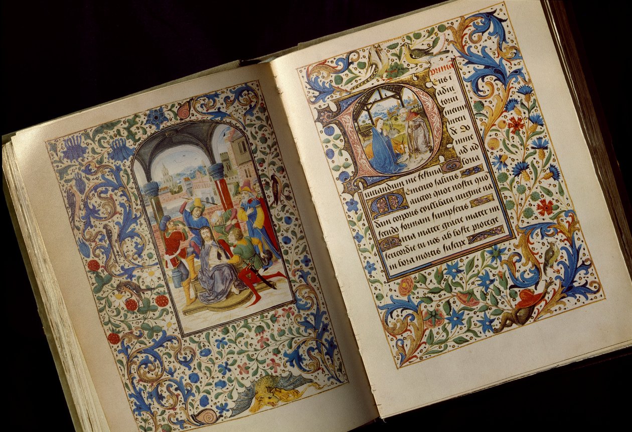 Die Krönung der Dornen. Doppelseite aus dem Stundenbuch der Maria von Burgund (spätes 15. Jahrhundert) von Unknown artist