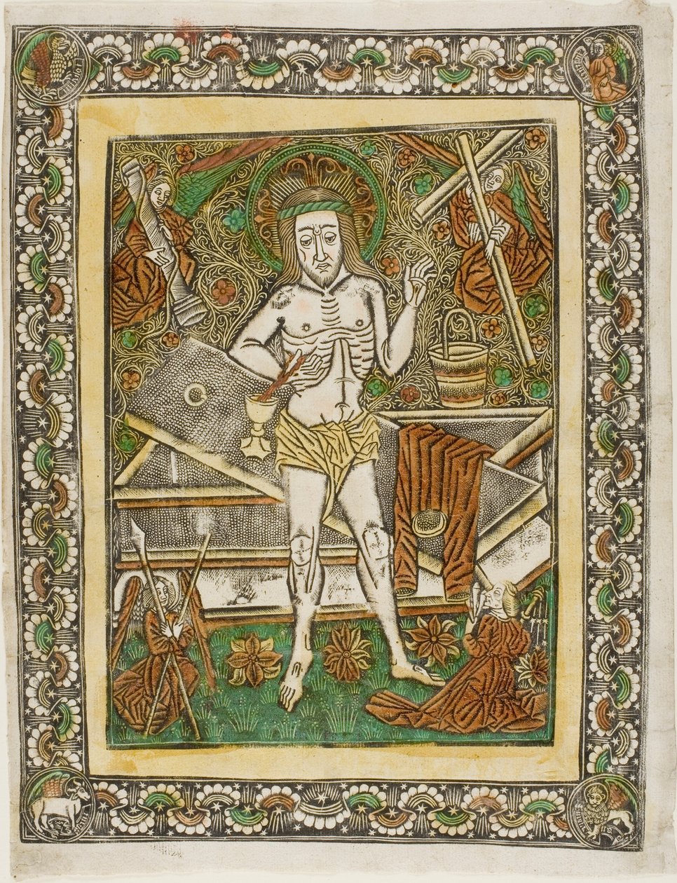 Der Mann der Schmerzen mit vier Engeln von Unknown artist