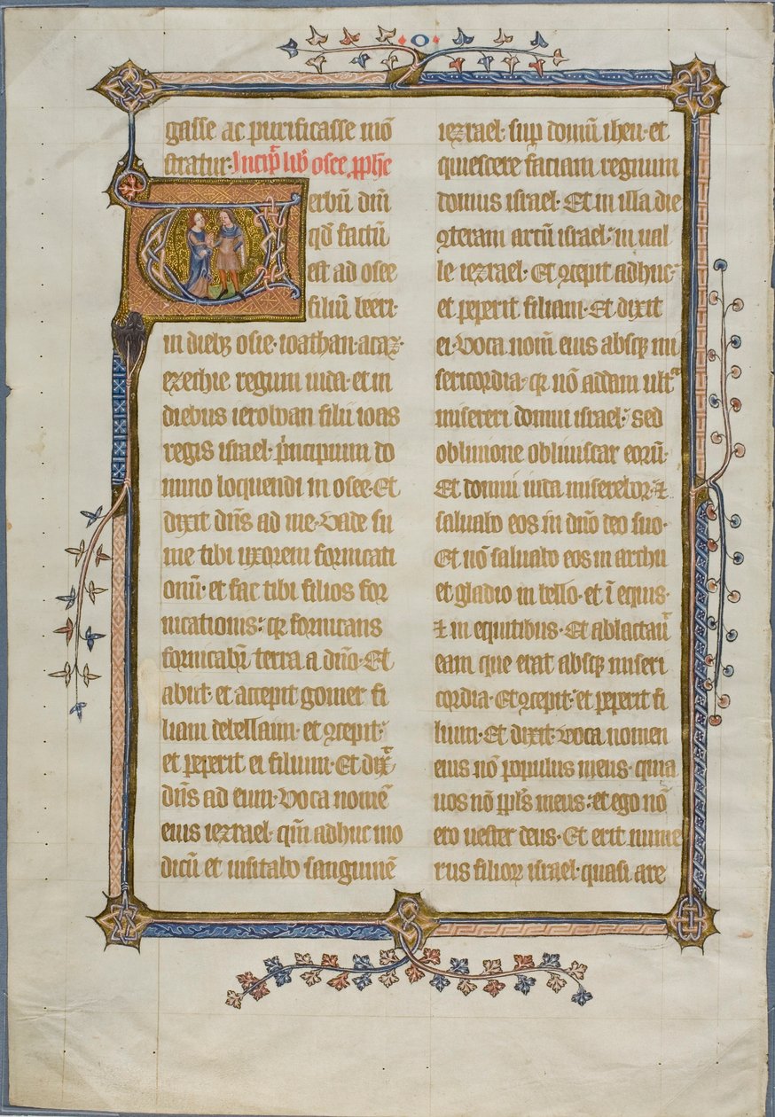 Die Hochzeit von Hosea und Gomer in einem historierten Initial "V" aus einer Bibel von Unknown artist
