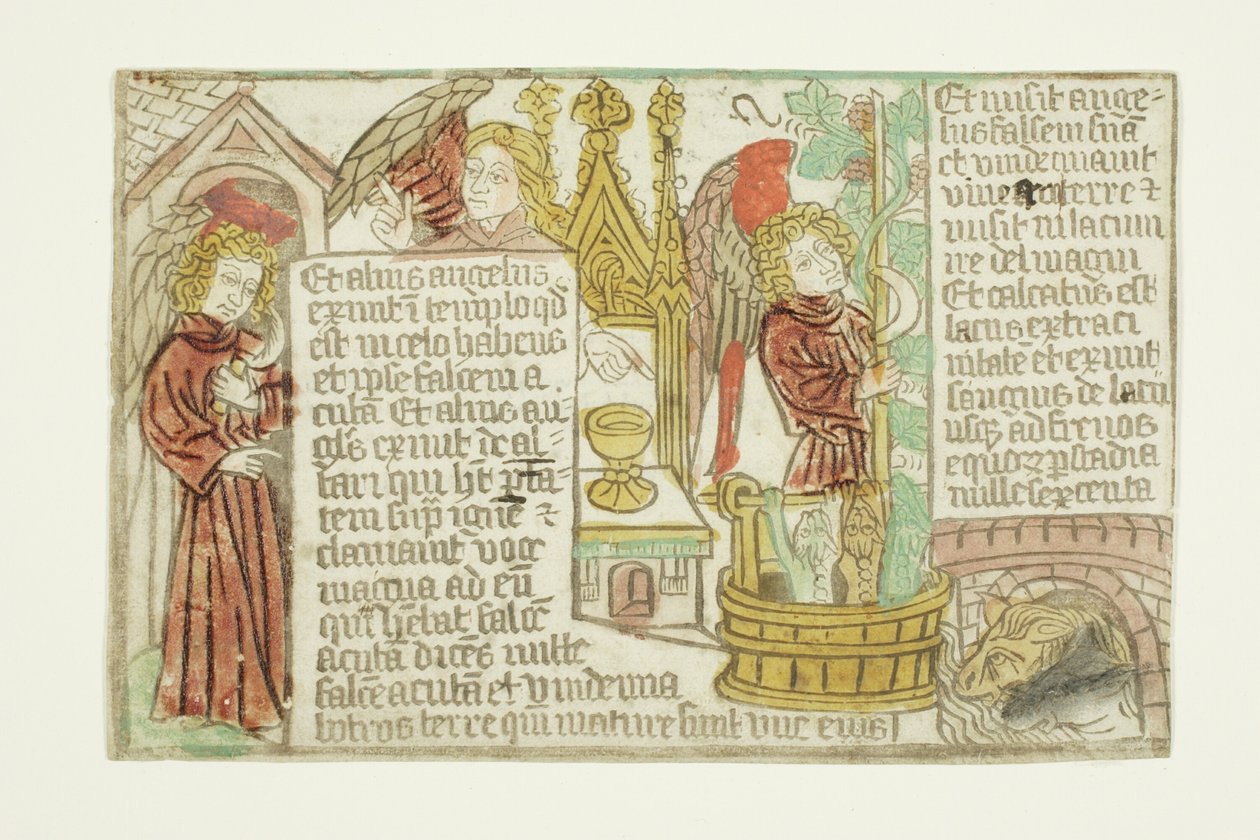 Die Weinlese der Trauben des Weinstocks, aus der Blockbuch-Apokalypse von Unknown artist