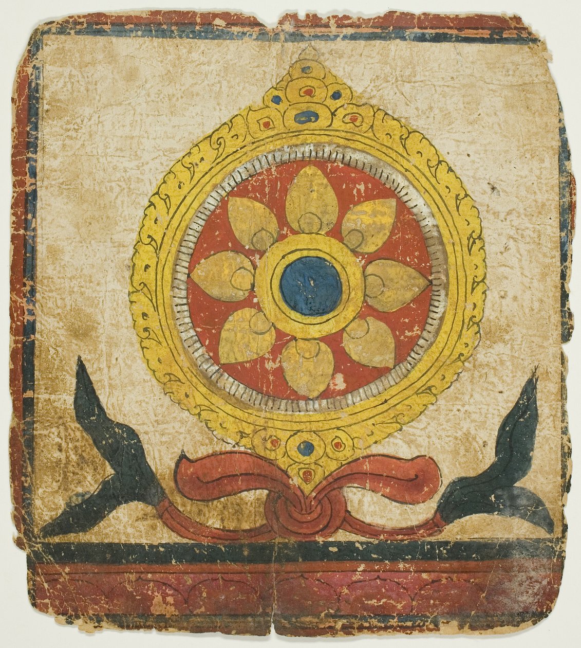 Das Rad des Gesetzes (Dharmachakra), aus einem Satz von Einweihungskarten (Tsakali) von Unknown artist