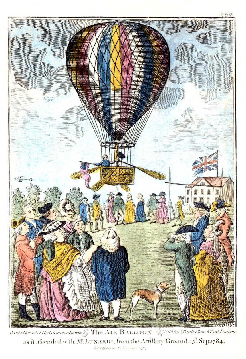 Der Heißluftballon beim Aufstieg mit Mr. Lunardi vom Artillerieplatz, 15. September 1784 von Unknown artist