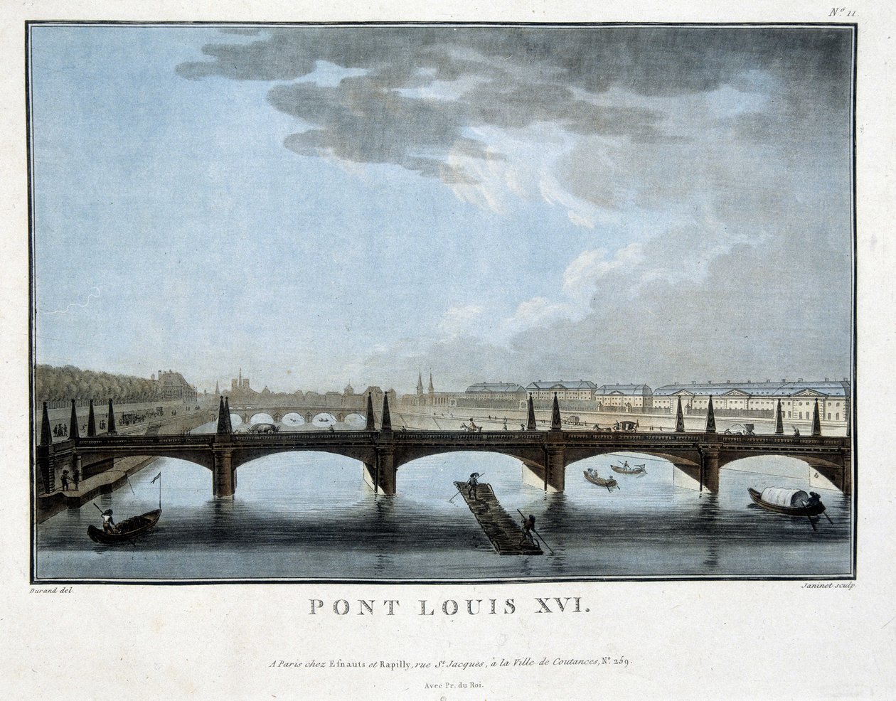 Die Brücke Louis XVI - Gravur von Unknown artist