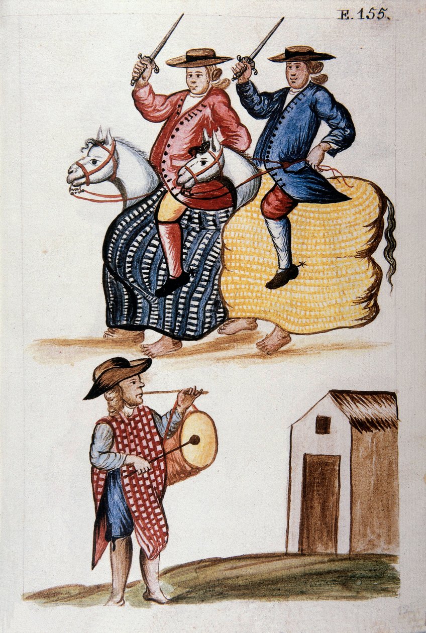 Der Tanz des kleinen Pferdes, aus dem Buch "Trujillo del Peru" oder "Códice Martínez Compañón", von Baltazar Martinez Compañón y Bujanda, Bischof von Trujillo (1782-1785) von Unknown artist