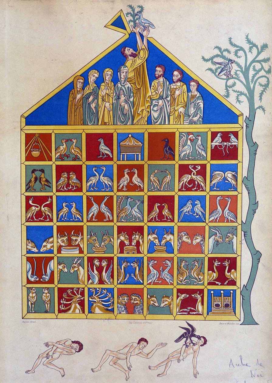 Die Taube mit einem Olivenzweig betritt die Arche Noah - nach Miniatur von Unknown artist